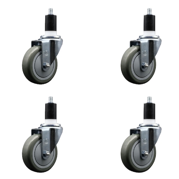 Service Caster 4'' SS Gray Poly Wheel Swivel 1-1/2'' Expanding Stem Caster Set, 4PK SCC-SSEX20S414-PPUB-112-4 - main